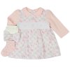 M14269: Baby Girls Smocked Dress Headband & Socks Outfit (0-6 Months)